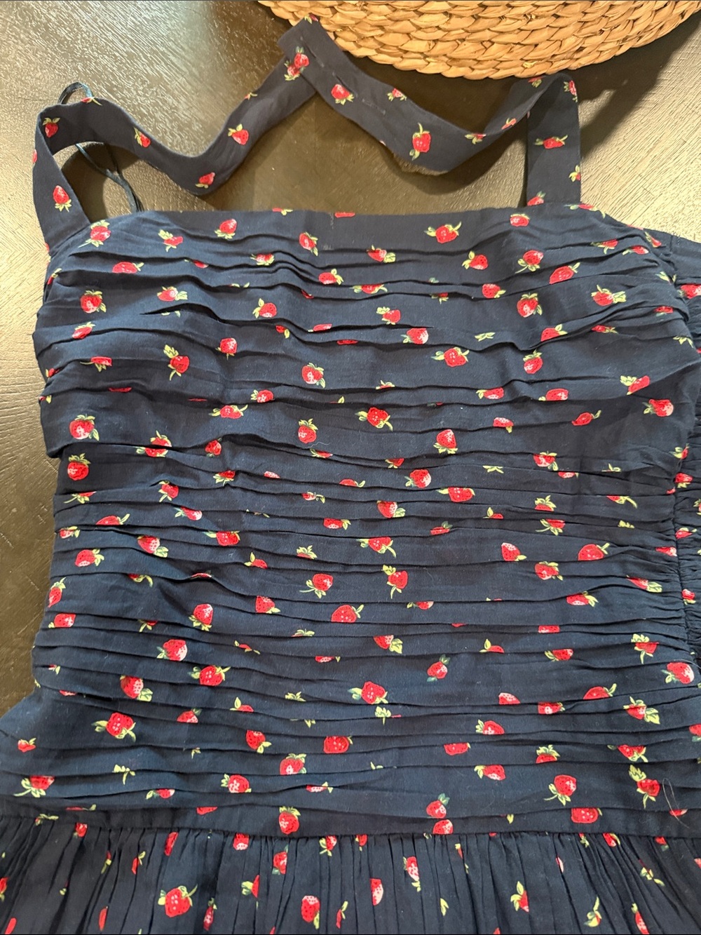 Abercrombie & Fitch Navy Blue Sundress with Strawberry Print - Picture 2 of 3